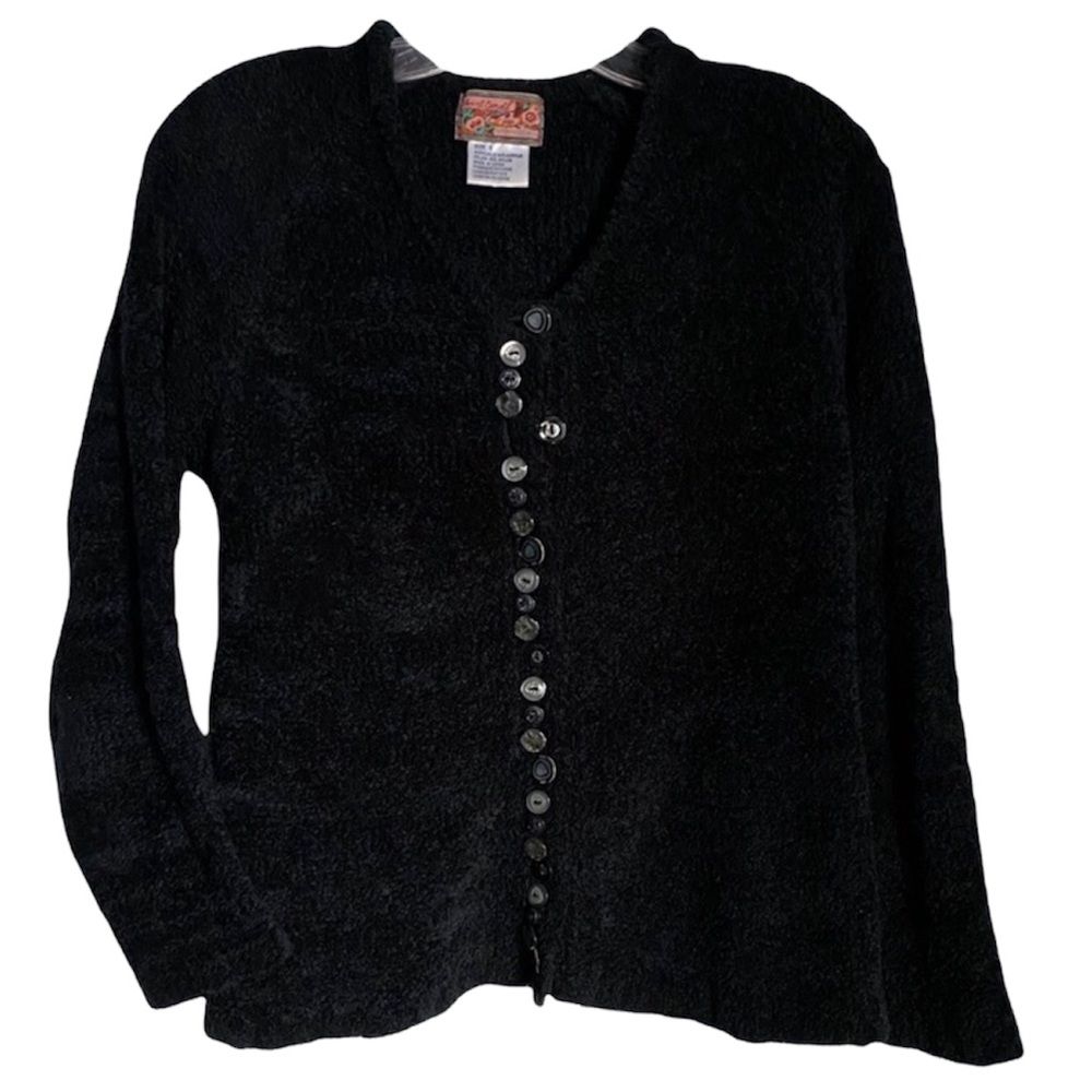 APRIL CORNELL BLACK CHENILLE SWEATER